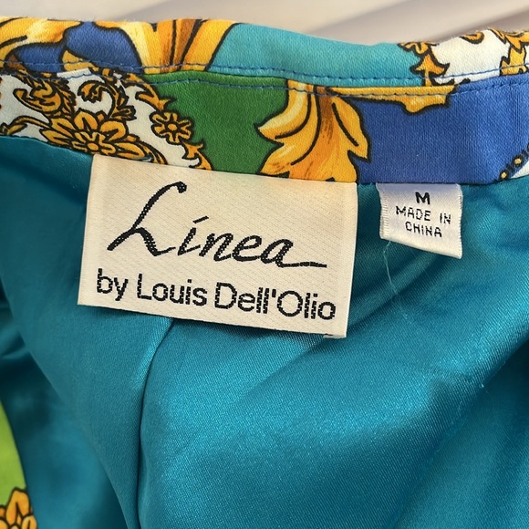 Vintage Linea by Louis Dell’Olio filigree 3 piece lined skirt suit blue green M - Picture 13 of 16